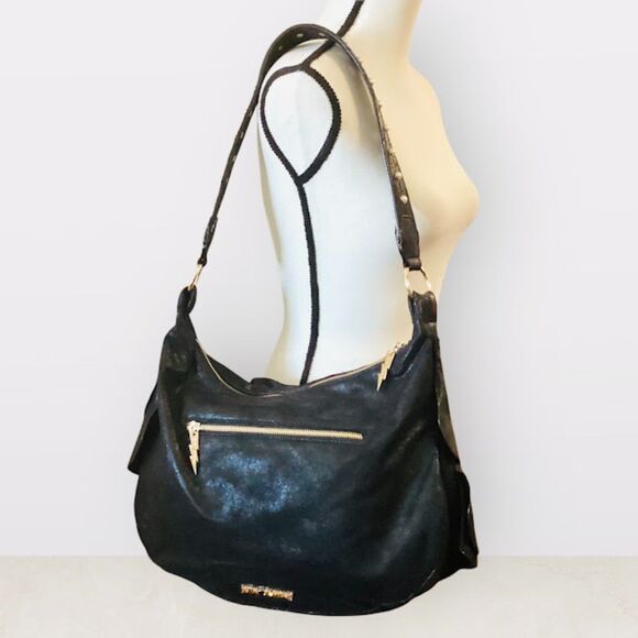 Betsey Johnson Just for the Frill of It Hobo Women's Bag Ruffle Detail in Black - Picture 1 of 10